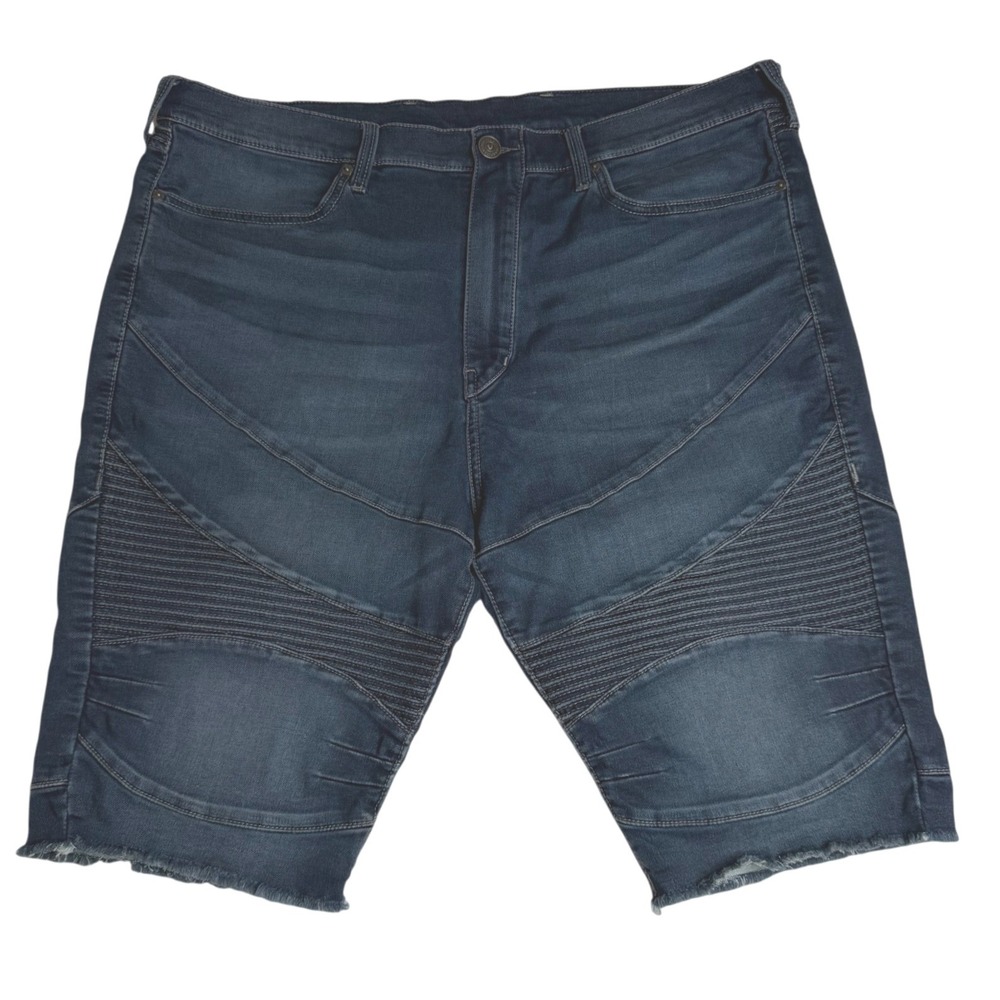 True Religion Geno Moto Biker Denim Shorts Dark Wash Mens 42